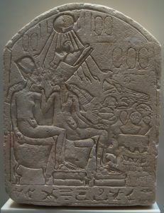Berlin's Stele 17813, depicting a female Pharaoh caressing Akhenaten,