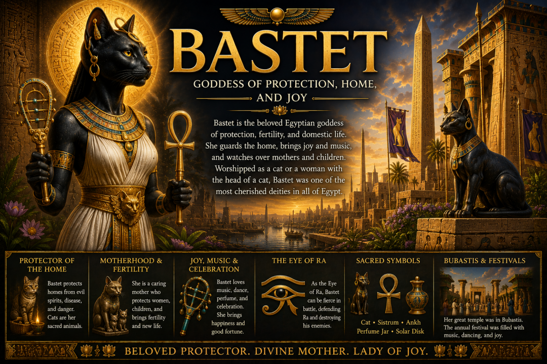 Bastet: The Egyptian Cat Goddess of Protection, Home, and Joy