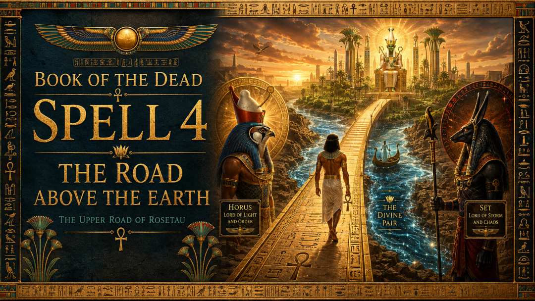 Book of the Dead Spell 4 showing the deceased traveling on the upper road of Rosetau