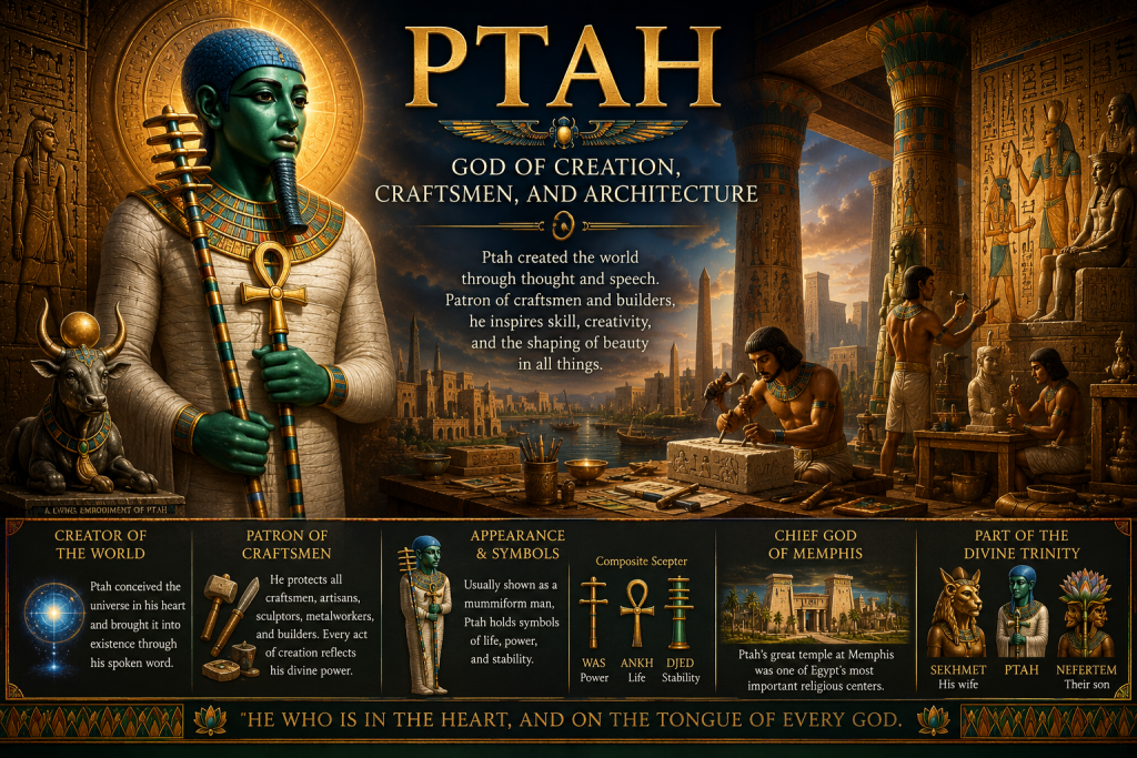 Ptah: The Egyptian God of Creation, Craftsmen, and Architecture