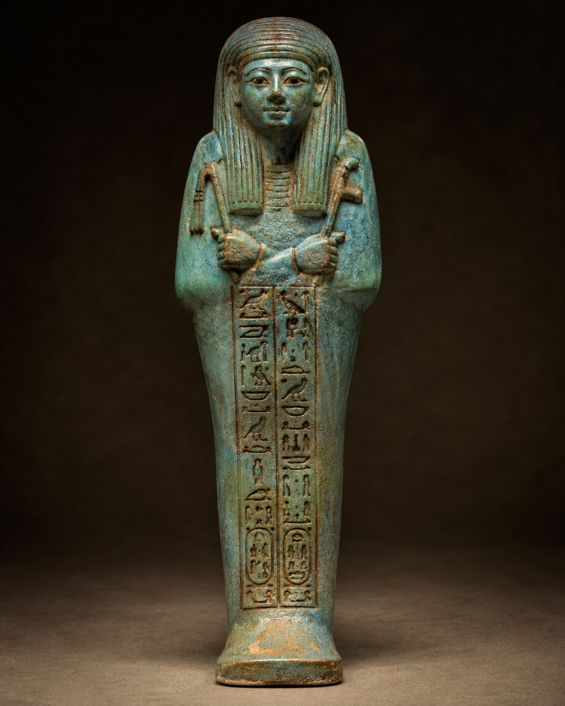 A shabti was a small human-shaped funerary figure placed in an ancient Egyptian tomb.