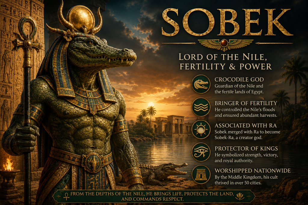 Sobek: The Egyptian Crocodile God of the Nile, Fertility, and Power