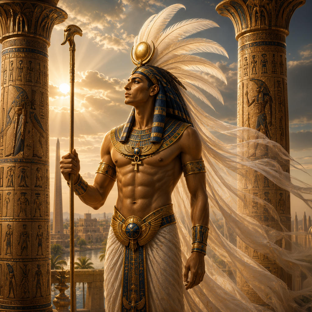 Shu, the ancient Egyptian god of air, light, and the space between earth and sky.