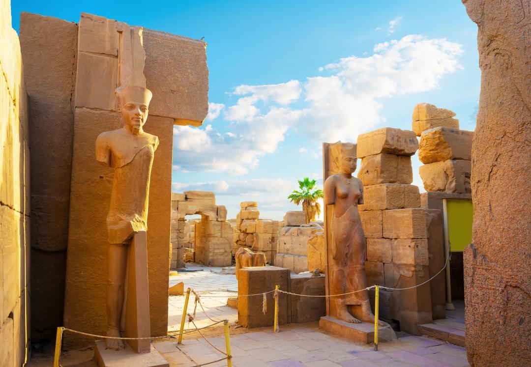 Luxor temple. The pylon with blue sky